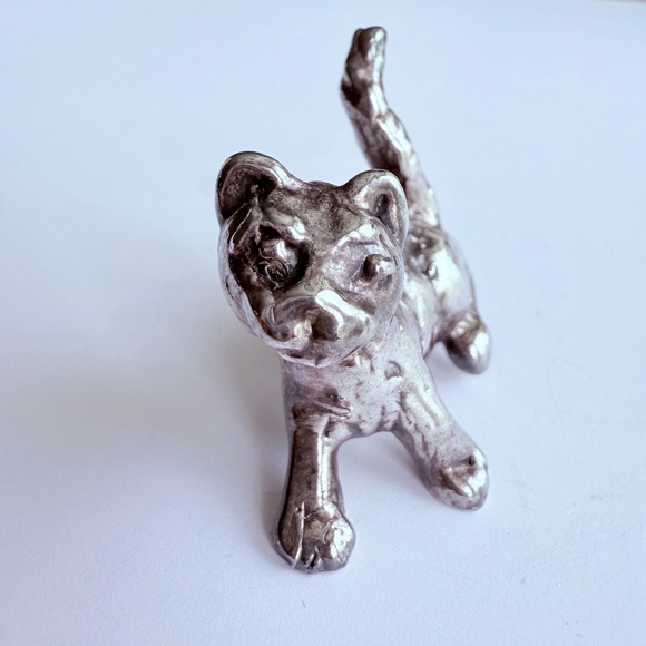 3D Standing Prancing Cat Kitten 925 Sterling Silver Pendant For Necklace 1.3" - Picture 3 of 8